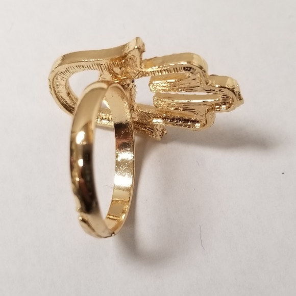3/$30🦋 Hamsa Hand Evil Eye Adjustable Rhinestone Ring New - Picture 3 of 5